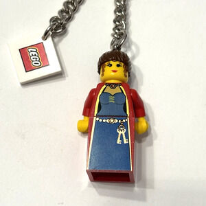 Vtg LEGO Maiden Keychain & Logo Tile Castle Series Minifigure Retired